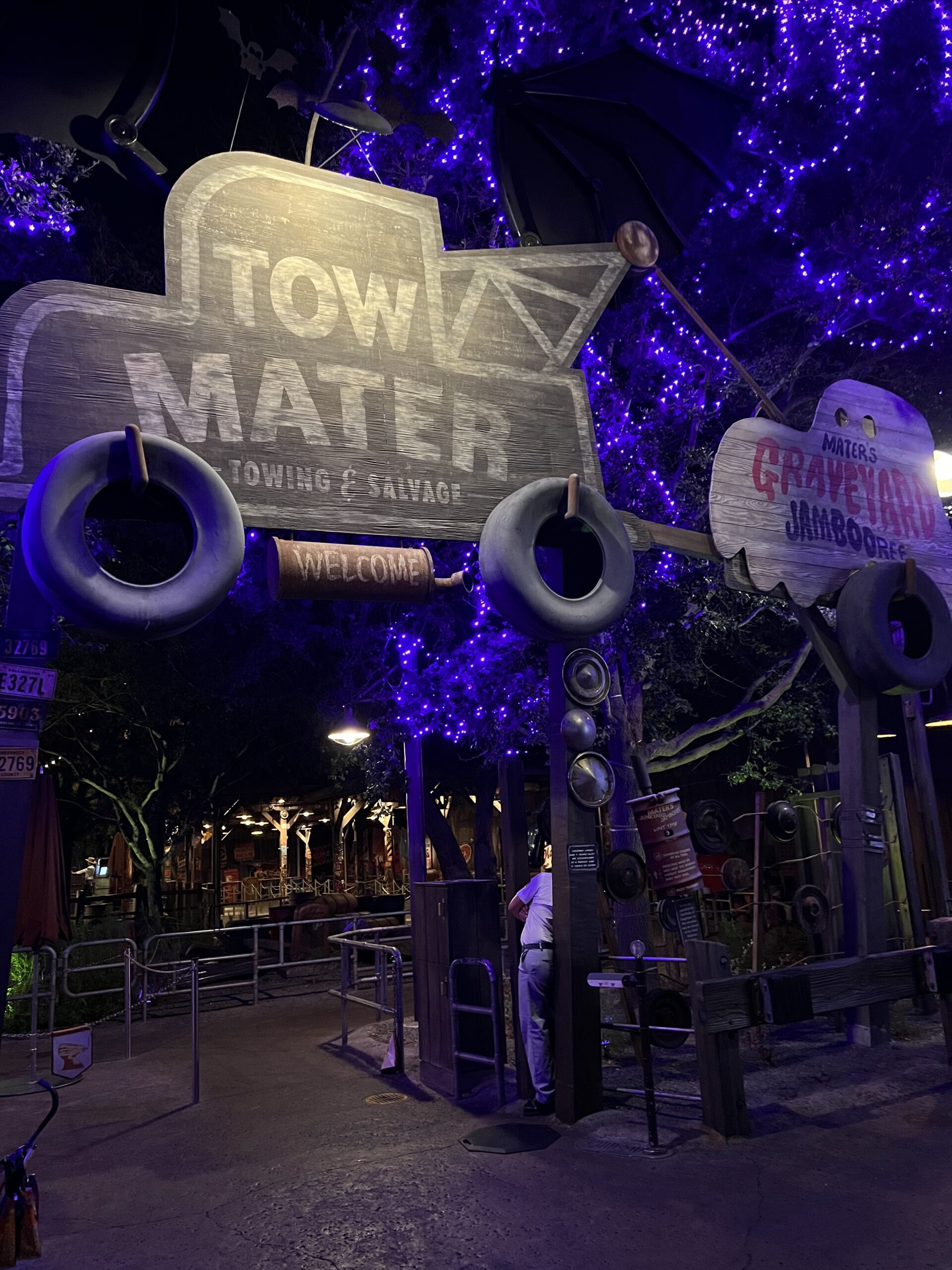 Tow Mater Sign Cars Land at Halloween Time