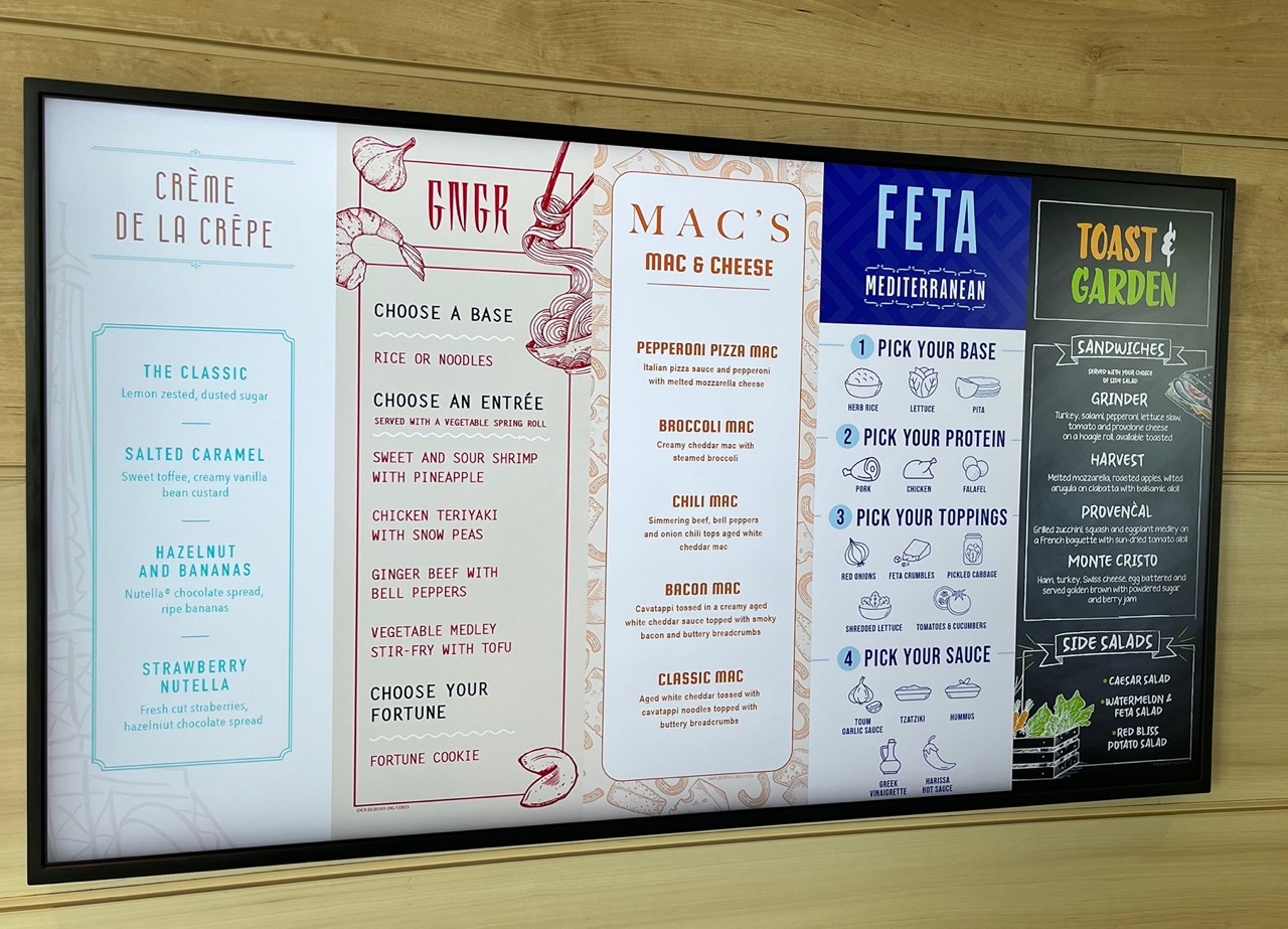 Aquadome Menu options